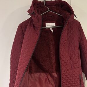 BCBGeneration Deep Red Quilted Puffer Coat